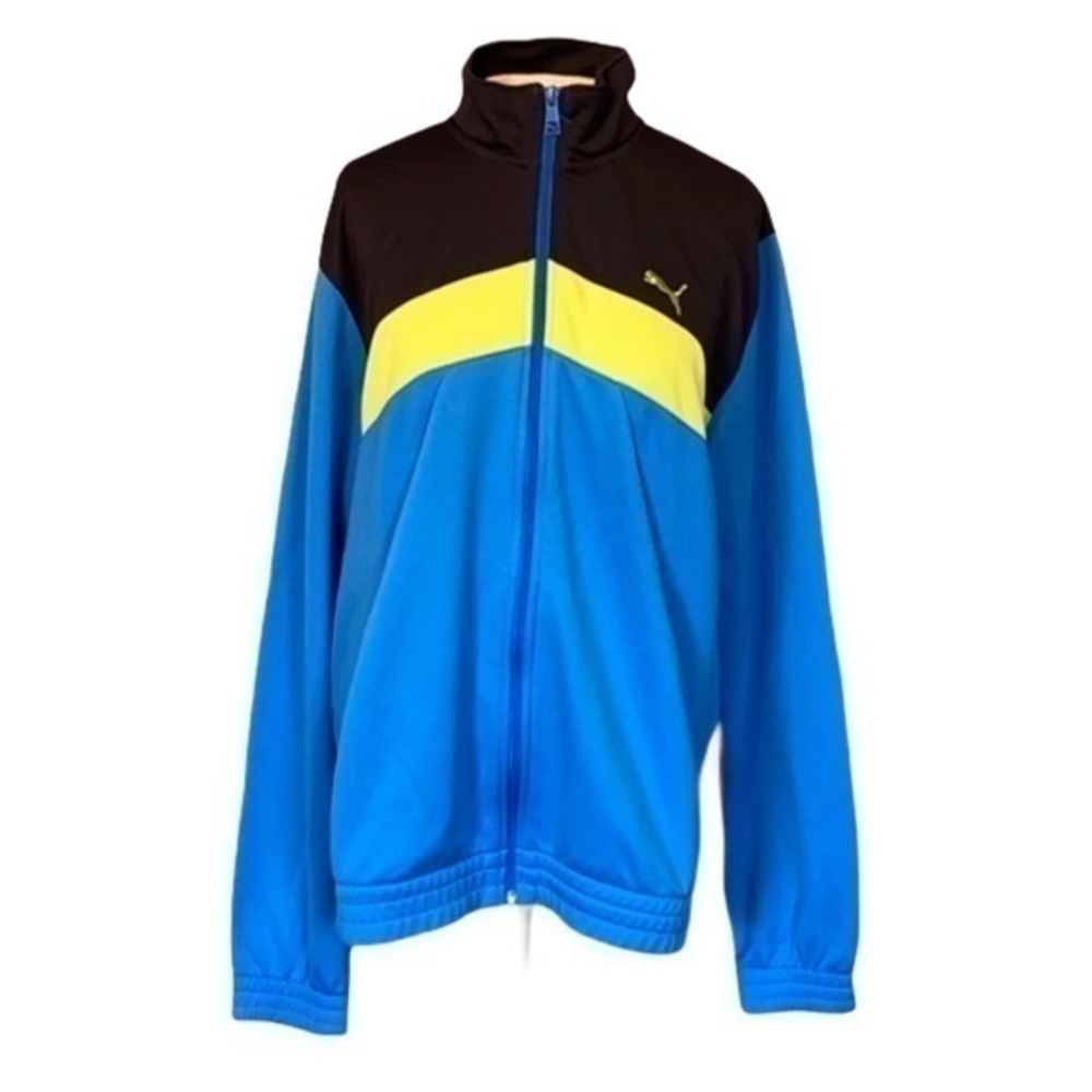 Puma Men’s Jacket Full Zip medium size blue/black mock neck